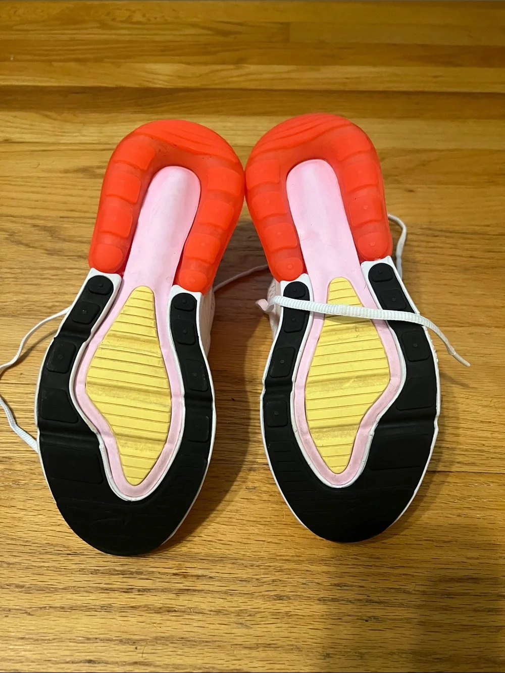 Nike White Sneakers with Yellow Liner and Orange Heel Air Unit